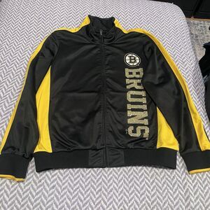 Women's NHL Boston Bruins Black Gold Hockey Jacket M Sports By Carl Banks XL